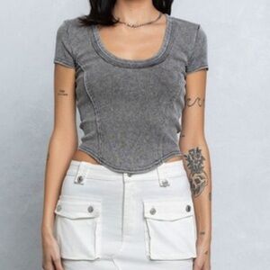 #130 charcoal washed ribbed top